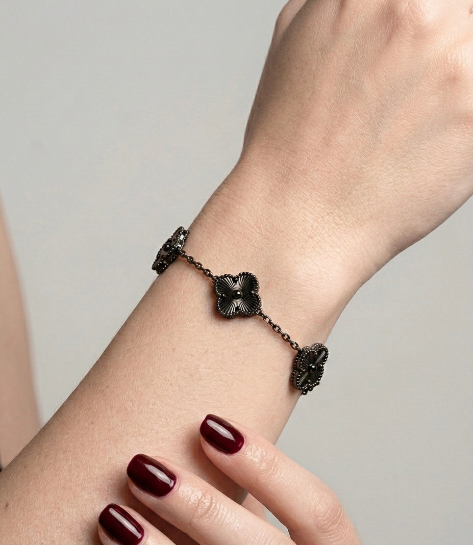 bracelet tendance noir en acier inoxydable