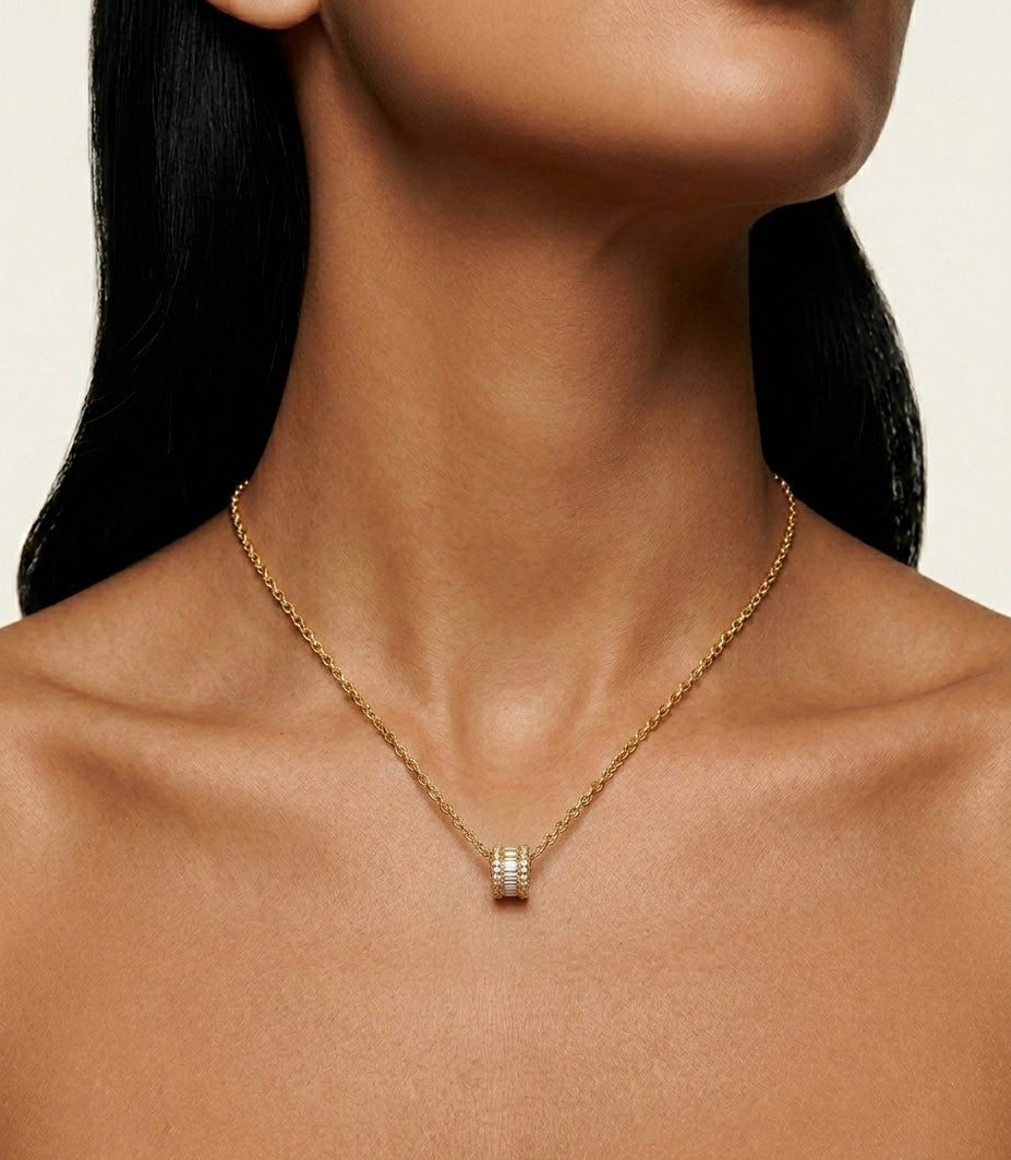 collier anneau en acier inoxydable doré