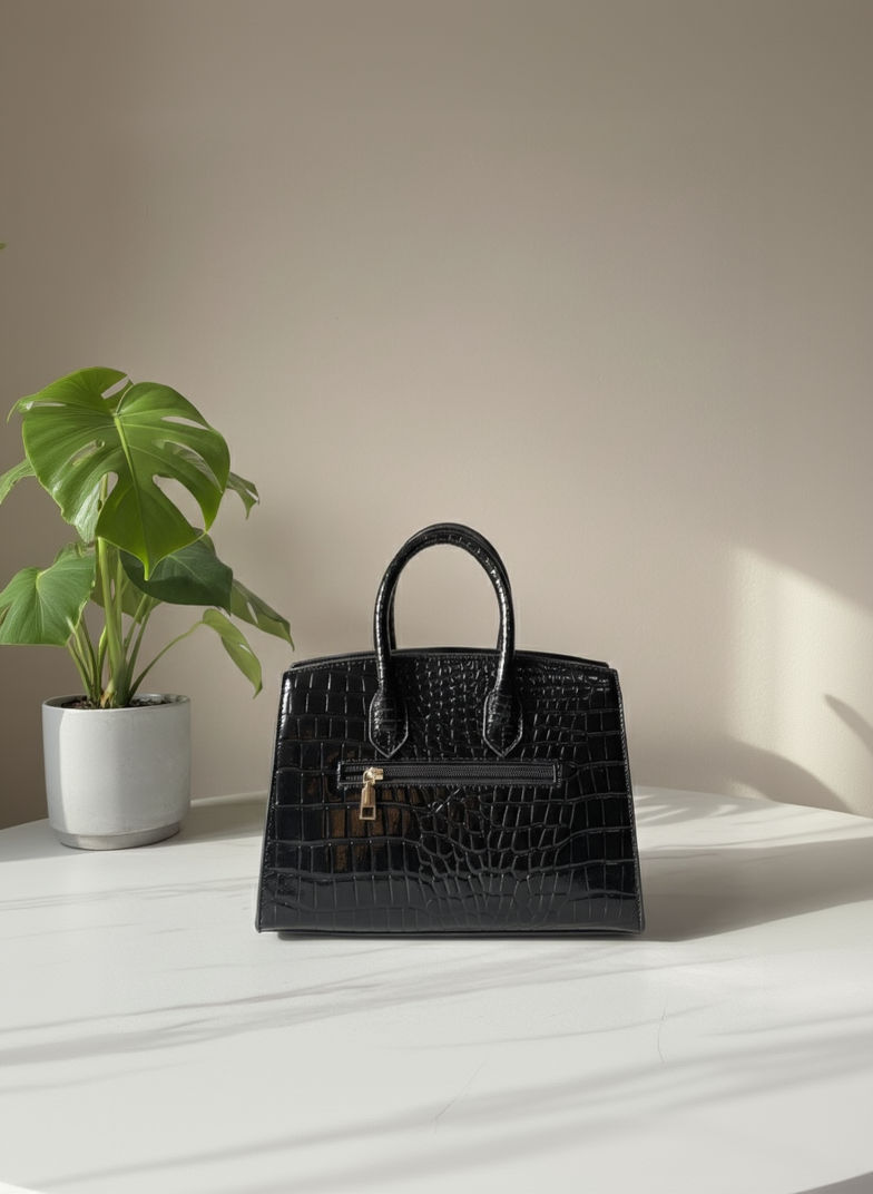 sac brillant de dos avec pochette zippée