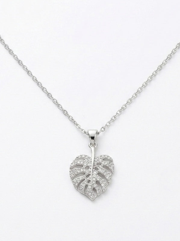 collier chic feuille monstera