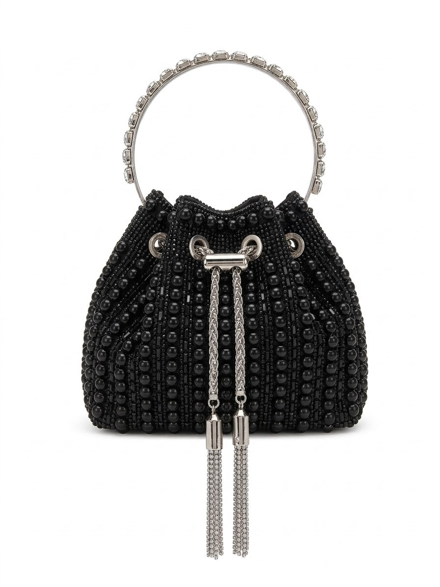 sac de fêtes marocaine noir en forme de clutch