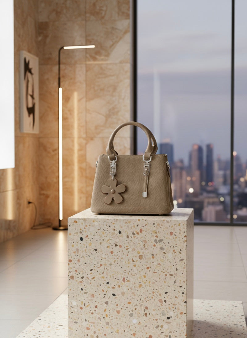 Sac avec charm fleur kaki beige