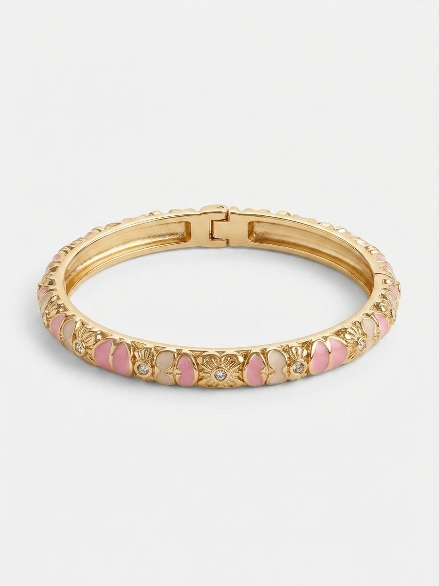 Bracelet rose et beige avec pierres scintillantes le tout résistant à l'eau