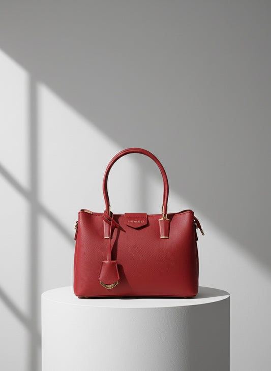 Sac rouge aux details dorés très chic