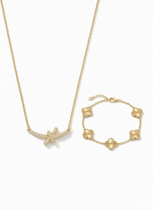 bundle ou lot comportant un collier et bracelet en doré