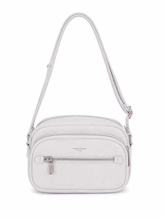 Sac bandoulière couleur lilas, violet clair aux détails argentés pour usage quotidien