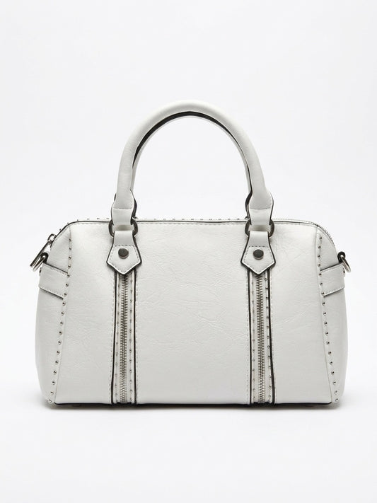 Sac vintage blanc aux détail argentés