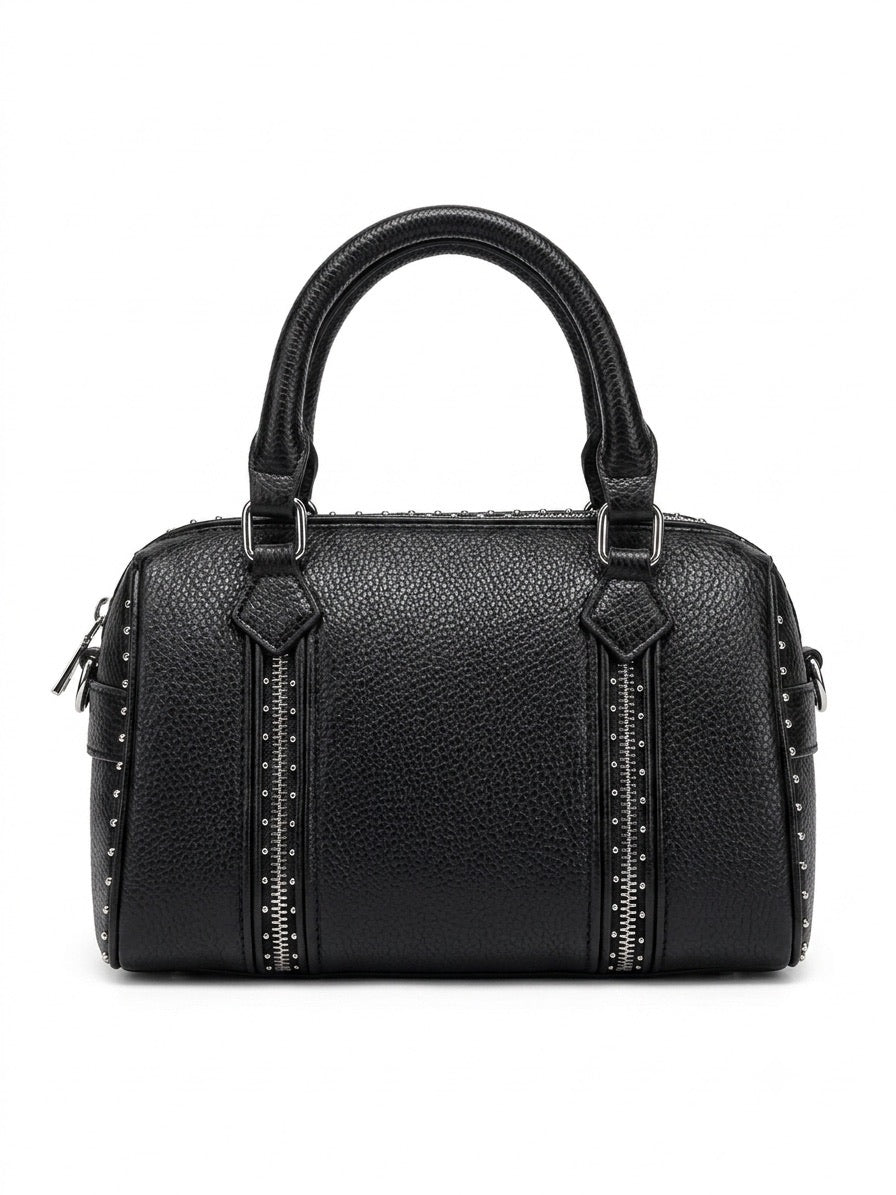 Sac vintage noir aux détail argentés style zadig & voltaire