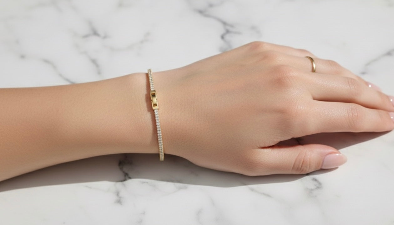 bracelet en acier inoxydable doré rivière simple