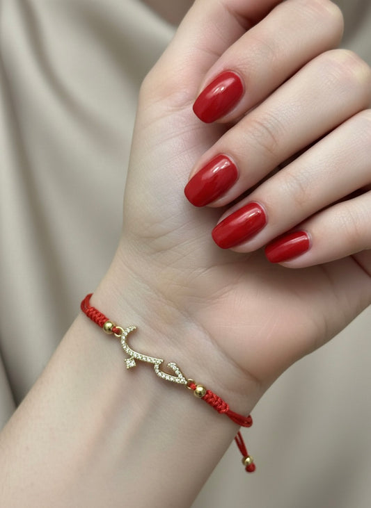 bracelet à fil rouge et houb doré en acier inoxydable
