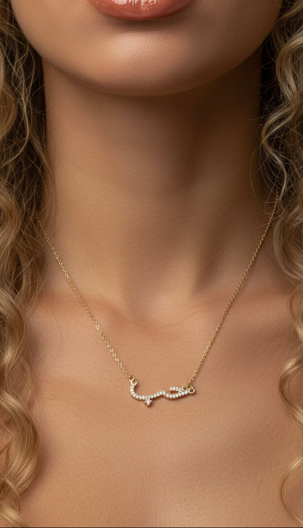 collier acier inoxydable doré symbole d'amour