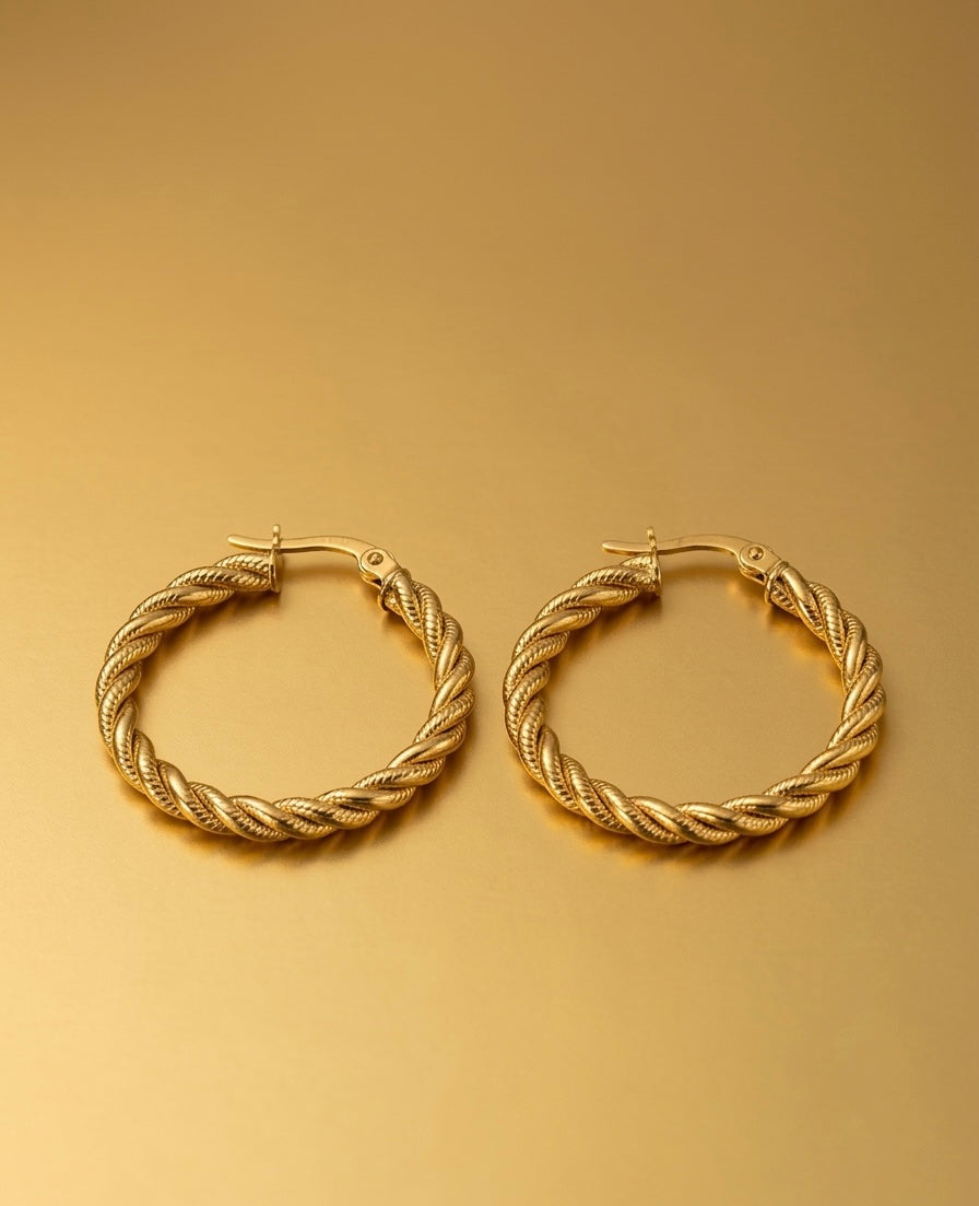 boucles d'oreilles créoles en acier inoxydable doré