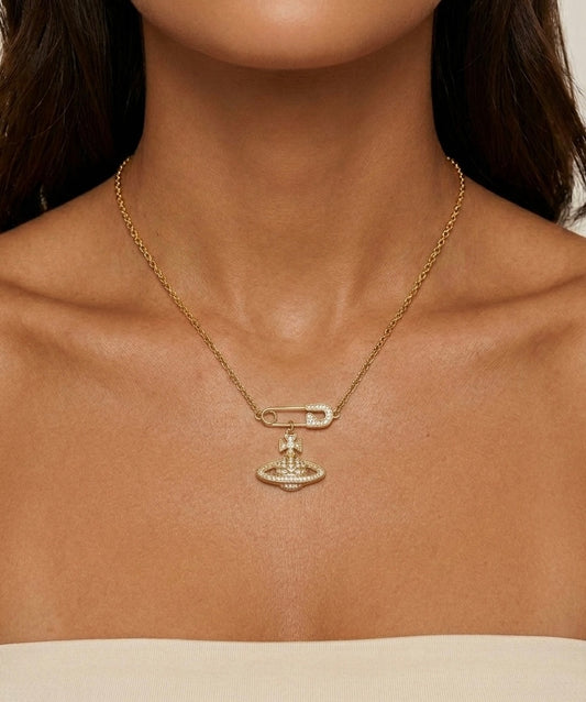 collier en acier inoxydable doré univers