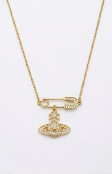 collier univers en acier inoxydable doré